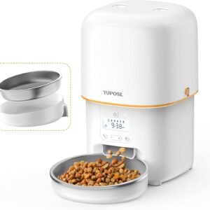 Automatic Cat Feeder, 3L Cat Food Dispenser with Anti-Jam Design, Over 180-day Battery Life, 1-6 Meals Per Day with Stainless Steel Cat Bowl, Keep Dry Food Fresh, Timed Pet Feeder Also for Small Dog