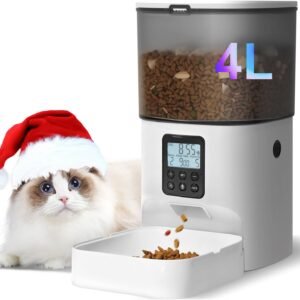 ANDOLL HOME Automatic Cat Feeder, 4L Cat Food Dispenser with 10s Voice Recorder, Pet Feeder up to 8 Meals per Day, Timed Dog Feeder with Dry Food Sealed Ring