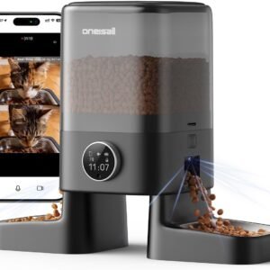 oneisall Automatic Cat Feeder with Camera for 2 Cats Pets, 20 Cups/5L | 5G Wi-Fi, Dual Cameras, HD Night Vision, 2-Way Audio, Event Alerts, APP Remote Control, Feed Now, Feeding Logs