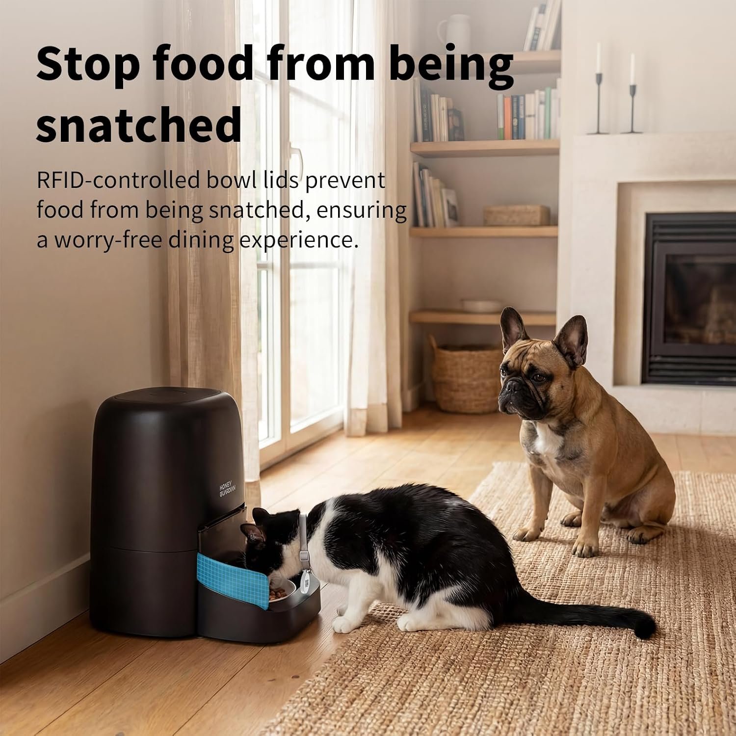 HoneyGuaridan RFID Automatic Cat Feeder,Collar Tag for Personalized Meal | 4.6L 5G WiFi Cat Food Dispenser with Cats Recognition,Diet Tracking and Anti-theft for Multi Pet Home and Different Diet - Image 4