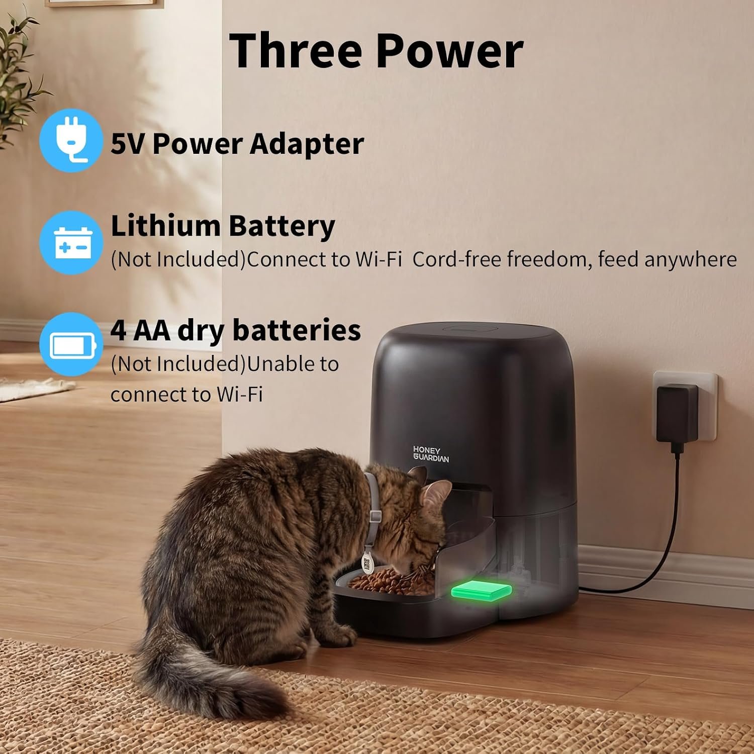 HoneyGuaridan RFID Automatic Cat Feeder,Collar Tag for Personalized Meal | 4.6L 5G WiFi Cat Food Dispenser with Cats Recognition,Diet Tracking and Anti-theft for Multi Pet Home and Different Diet - Image 8