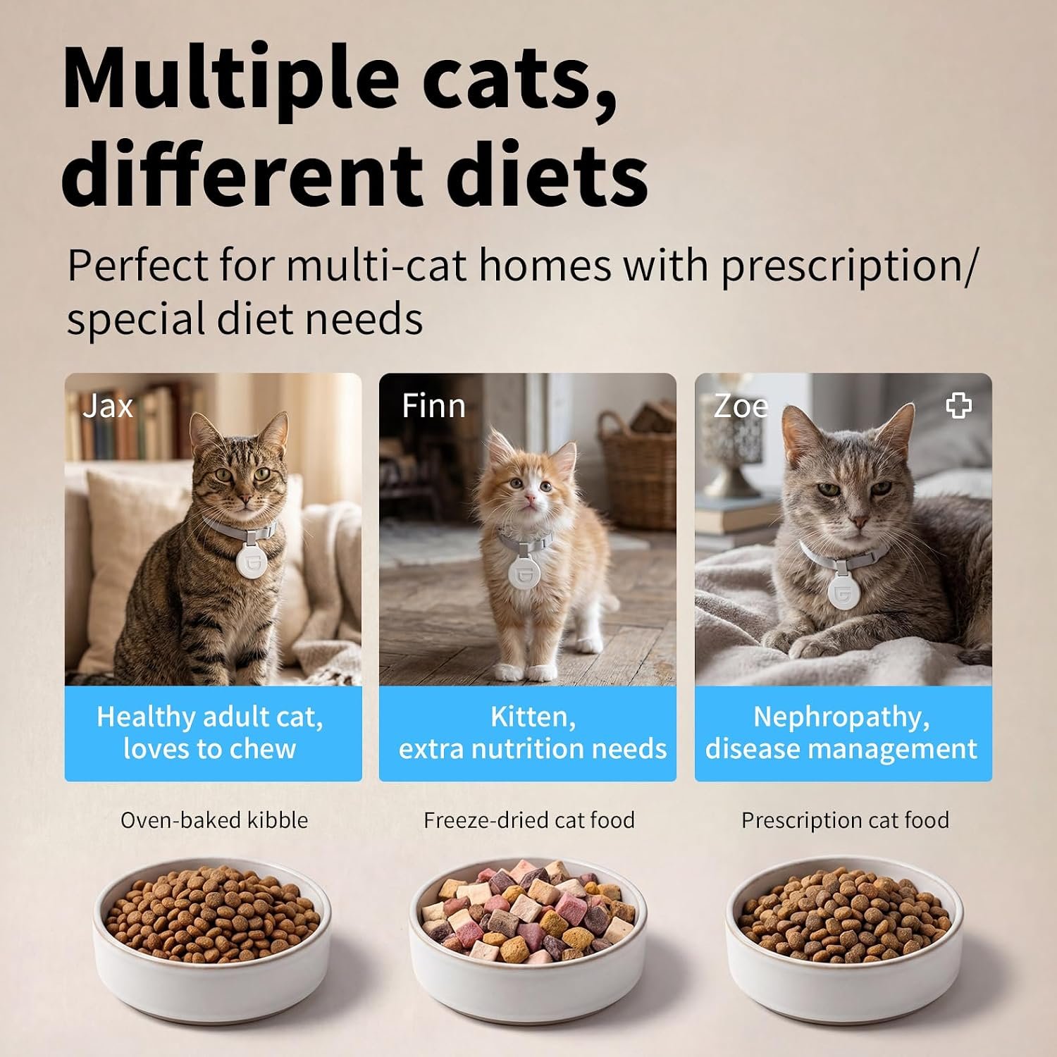 HoneyGuaridan RFID Automatic Cat Feeder,Collar Tag for Personalized Meal | 4.6L 5G WiFi Cat Food Dispenser with Cats Recognition,Diet Tracking and Anti-theft for Multi Pet Home and Different Diet - Image 5