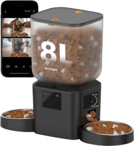 Nityers automatic cat feeder for two cats — 2K Cameras & 8L Hopper